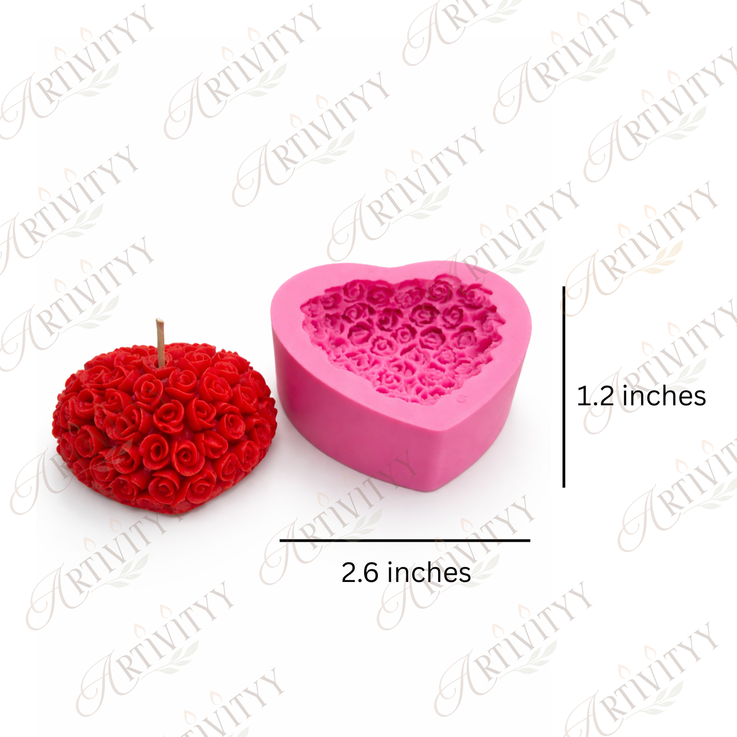 3D Rose Heart Candle Mould (SM-002)