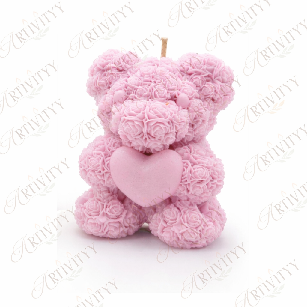 Teddy With A Heart Candle 3D