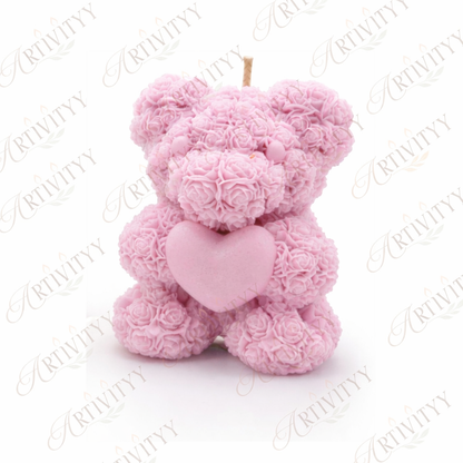 Teddy With A Heart Candle 3D