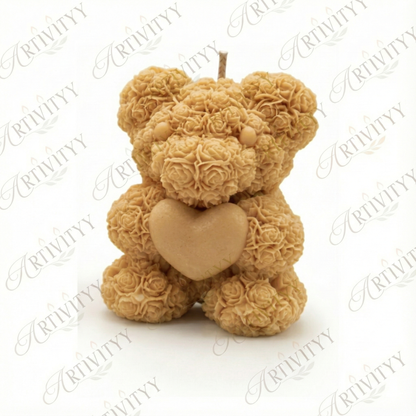 Teddy With A Heart Candle 3D