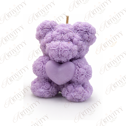 Teddy With A Heart Candle 3D