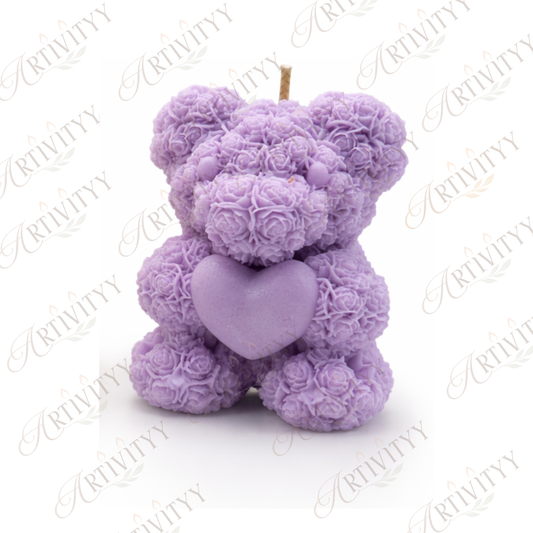 Teddy With A Heart Candle 3D