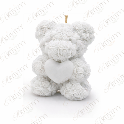 Teddy With A Heart Candle 3D