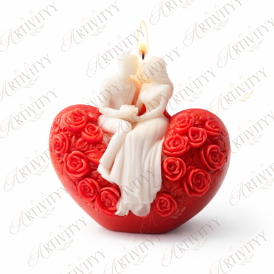 Couple on Heart Silicone Candle Mould