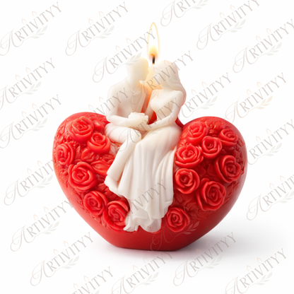 Couple on Heart Silicone Candle Mould