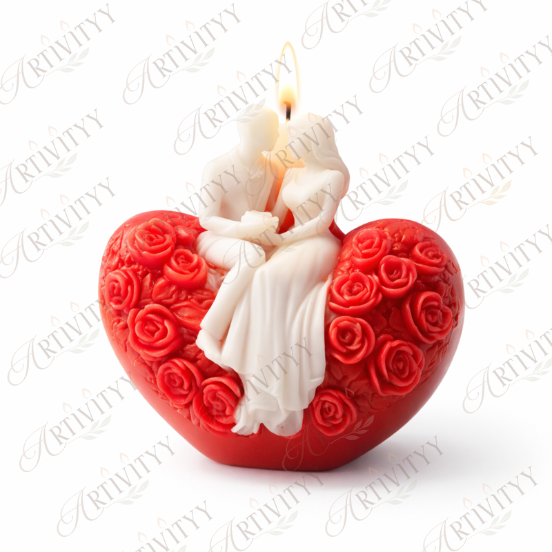 Couple on Heart Silicone Candle Mould