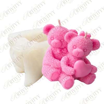 Couple Teddy Silicone Candle Mould (SM-003)