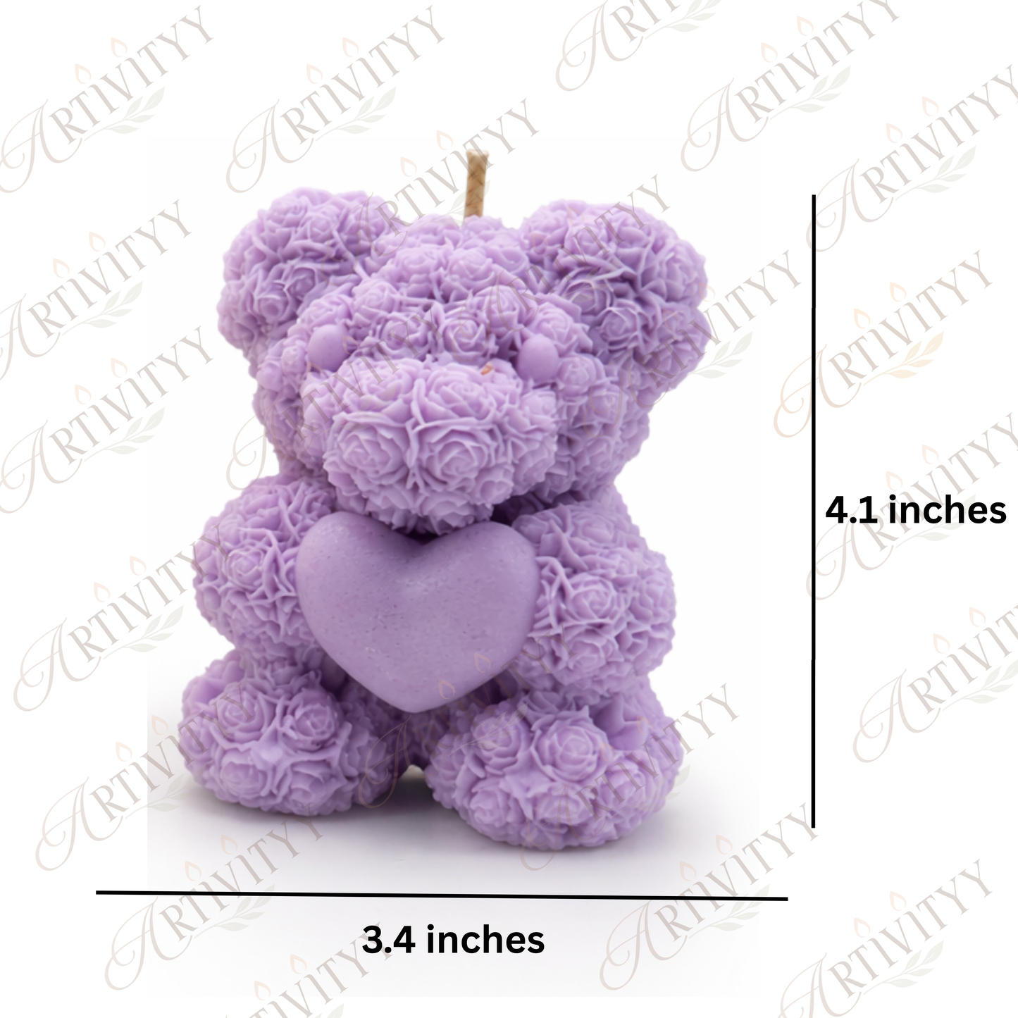 Rose Teddy With Heart Silicone Candle Mould (SM-008)