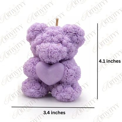 Rose Teddy With Heart Silicone Candle Mould (SM-008)
