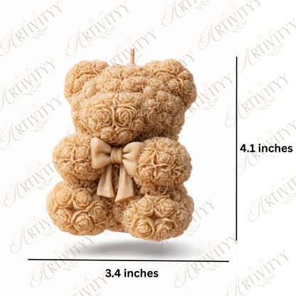 Rose Teddy With Bow Silicone Candle Mould (SM- 004)