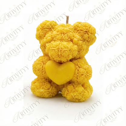 Teddy With A Heart Candle 3D